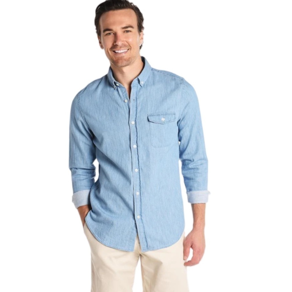 Vineyard Vines Men's Lightkeeper Denim Slim Crosby Button-Down Shirt. Size XL